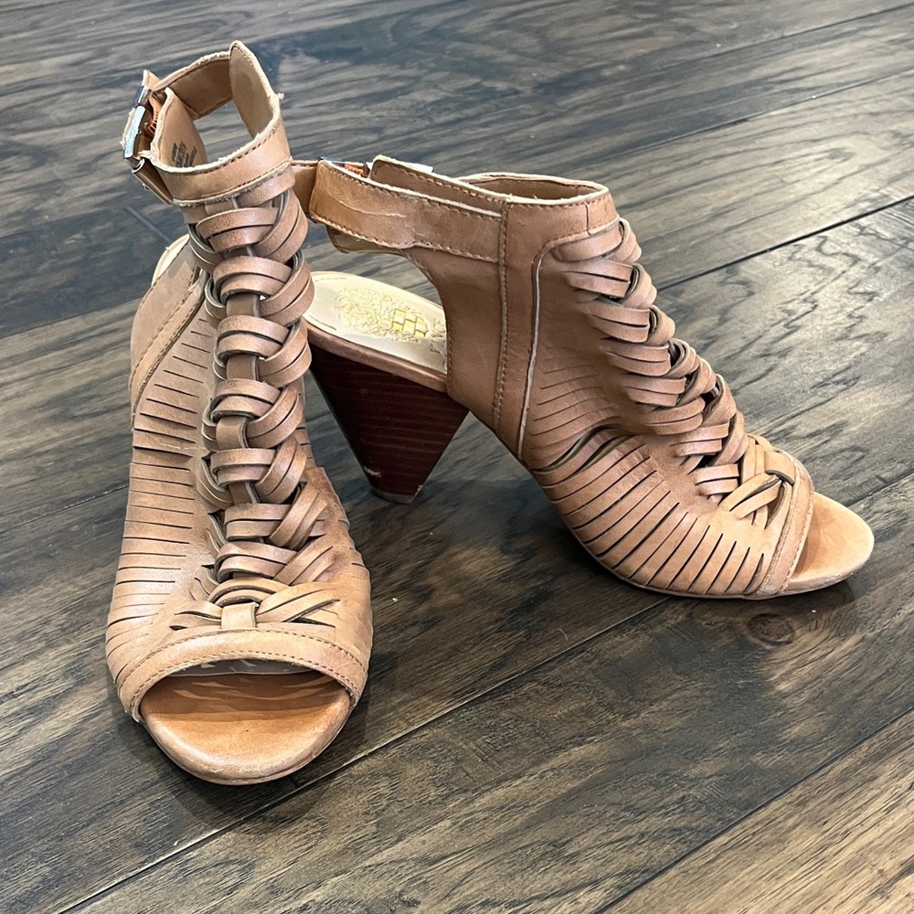 Vince Camuto Tan Woven Braided Leather Slingback Sandals Size 6.5